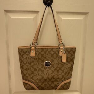 Coach Tan and Brown Signature Tote